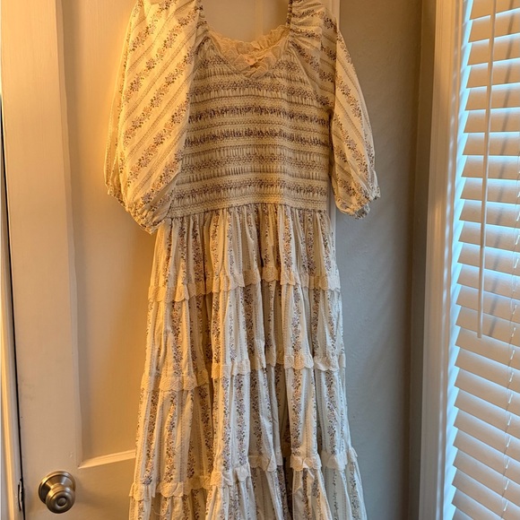 Ivy City Co Cream Dress with Lavender Floral Detail - Picture 3 of 4